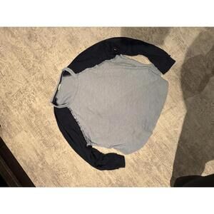 Pilcro Long Sleeve Ruffled Raglan Thermal Light Blue/Navy Blue sz L